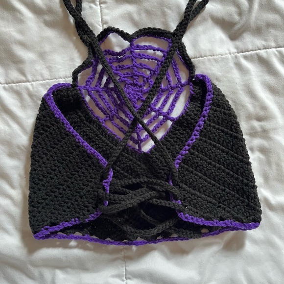 Handmade Crochet Spider Web Crop Top - Picture 2 of 5
